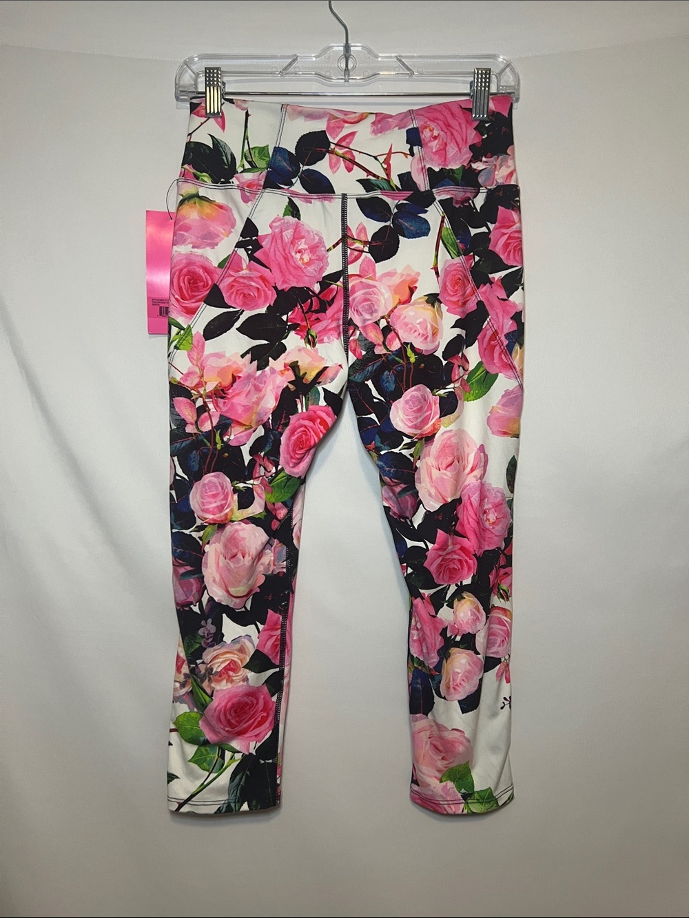 Betsy Johnson Give Love Get Love Floral Capri Workout Leggings Mesh Seams Sz M - Picture 3 of 14
